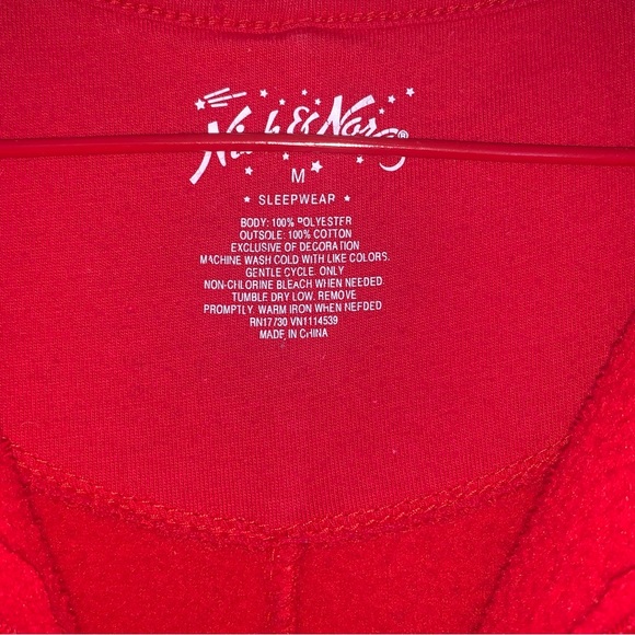 Women’s M NICK & NORA Red Fleece Sock Monkey One Piece Footed Pajamas Cute EXC - Picture 11 of 13